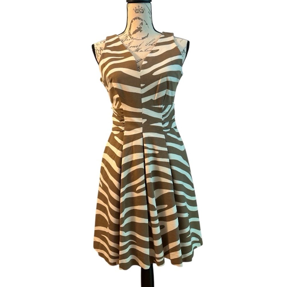 Banana Republic Brown and Cream Zebra Print Dress